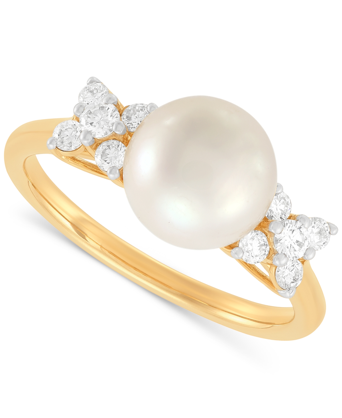 Cultured Freshwater Pearl (9mm) & Lab Grown Diamond (1/3 ct. t.w.) Ring in 14k Gold - Gold