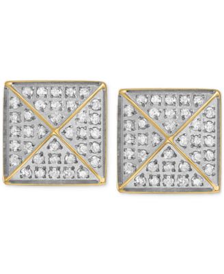 Diamond Pyramid Stud Earrings (1/3 ct. t.w.) in Gold-Tone Ion-Plated Stainless Steel, Created for Macy's