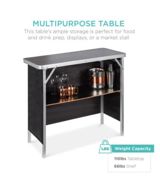 Portable Pop-Up Bar Table for Indoor/Outdoor, Party, Picnic w/ Carrying Case, Removable Skirt