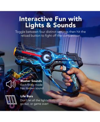 Set of 4 Rechargeable Laser Tag Blasters, No Vests Needed w/ Docking Station, 4 Settings