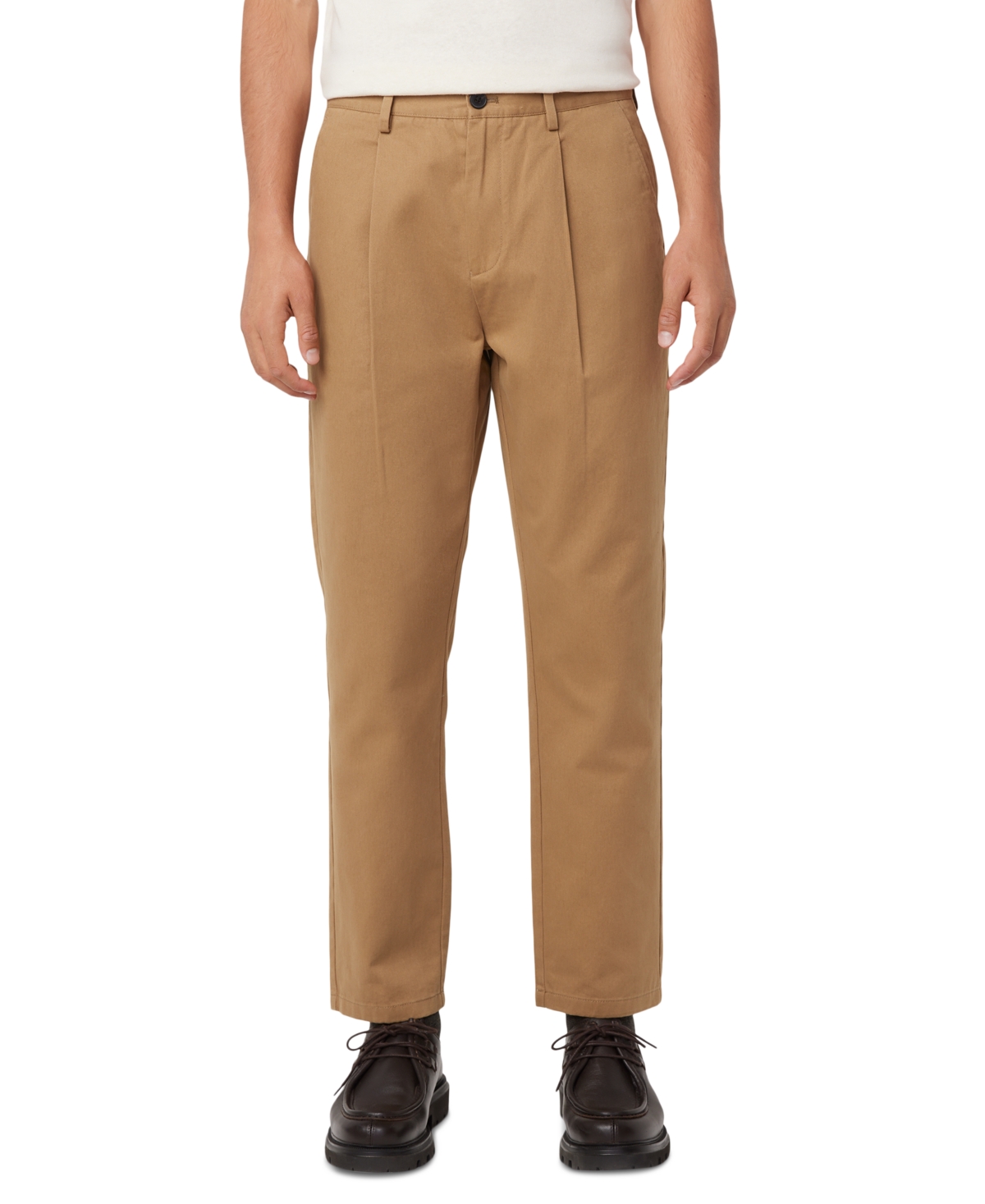 Men's Jamie Relaxed-Tapered Fit Cropped Pleated Chino Pants - Black