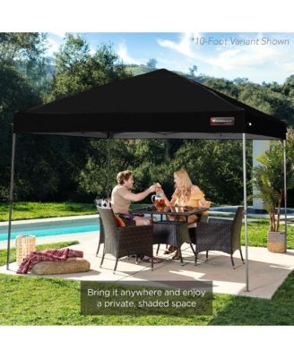 8x8ft Easy Setup Pop Up Canopy w/ 1-Button Setup, Wheeled Case, 4 Weight Bags