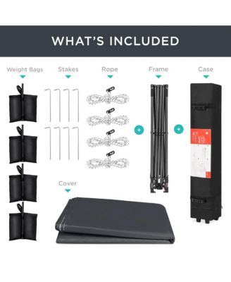 8x8ft Easy Setup Pop Up Canopy w/ 1-Button Setup, Wheeled Case, 4 Weight Bags