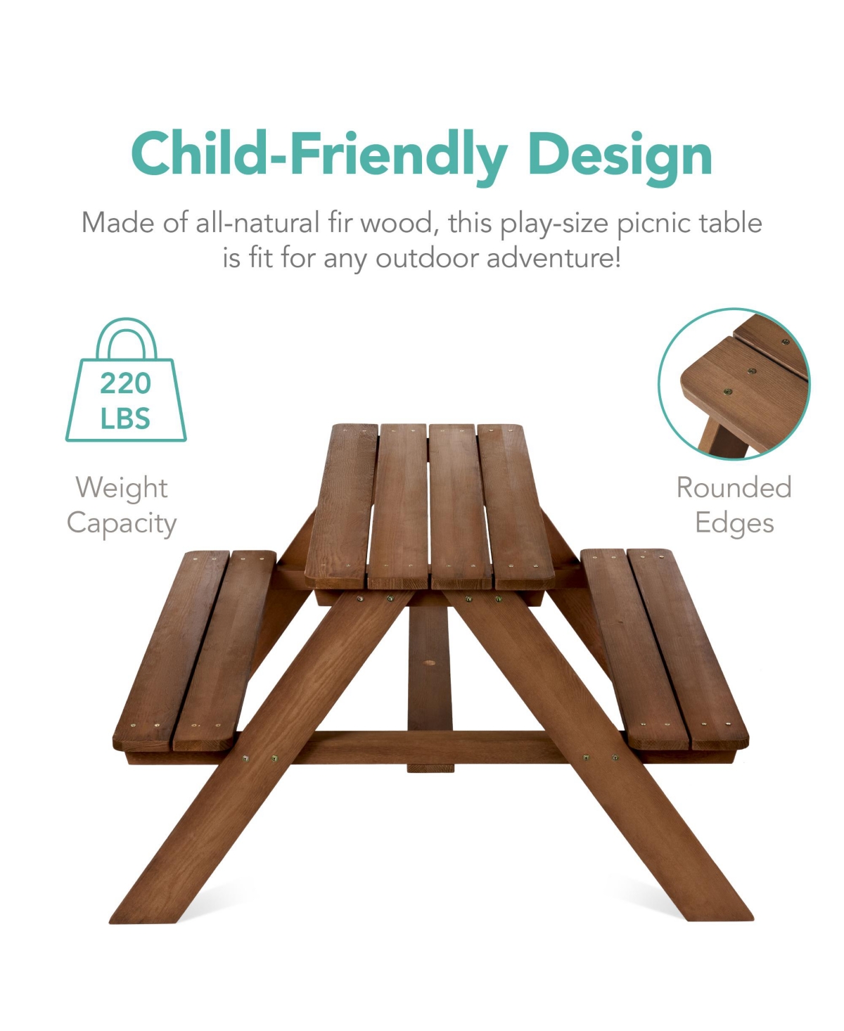 Best Choice Products Kids Wooden Picnic Table, Outdoor Activity Table w/ Adjustable Umbrella, Seats -red