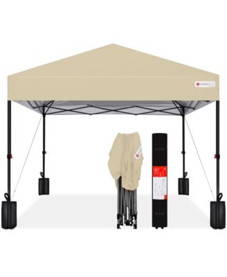 8x8ft Easy Setup Pop Up Canopy w/ 1-Button Setup, Wheeled Case, 4 Weight Bags