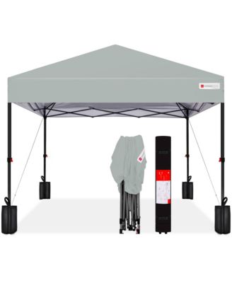 8x8ft Easy Setup Pop Up Canopy w/ 1-Button Setup, Wheeled Case, 4 Weight Bags