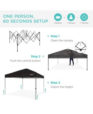 10x10ft Easy Setup Pop Up Canopy w/ 1-Button Setup, Wheeled Case, 4 Weight Bags