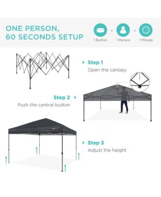 10x10ft Easy Setup Pop Up Canopy w/ 1-Button Setup, Wheeled Case, 4 Weight Bags