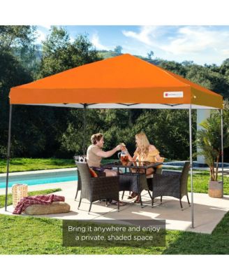 10x10ft Easy Setup Pop Up Canopy w/ 1-Button Setup, Wheeled Case, 4 Weight Bags