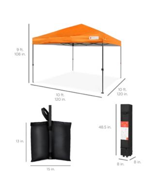 10x10ft Easy Setup Pop Up Canopy w/ 1-Button Setup, Wheeled Case, 4 Weight Bags
