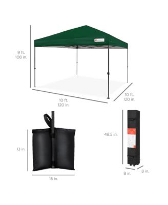 10x10ft Easy Setup Pop Up Canopy w/ 1-Button Setup, Wheeled Case, 4 Weight Bags