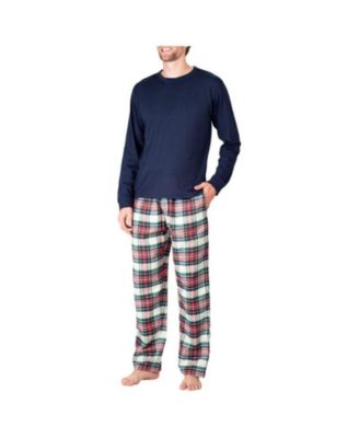 Men's Crew Neck Flannel Pajama Set
