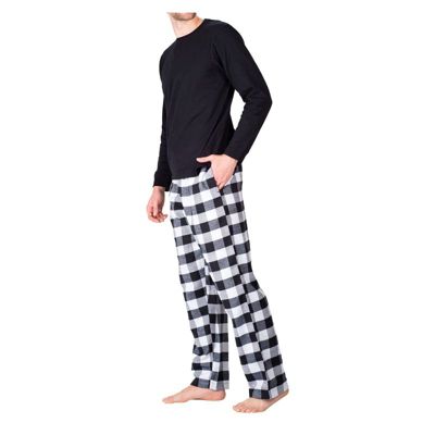 Men's Crew Neck Flannel Pajama Set