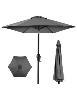 7.5Feet Heavy-Duty Outdoor Market Patio Umbrella With Push Button Tilt, Easy Crank