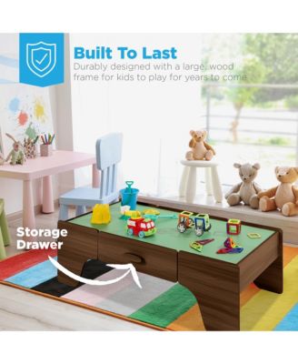 Kids 70-Piece Train Table, Large Multipurpose Wooden Playset w/ Reversible Table Top