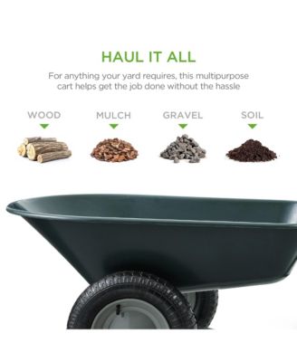 Dual-Wheel Home Wheelbarrow Yard Garden Cart for Lawn, Construction