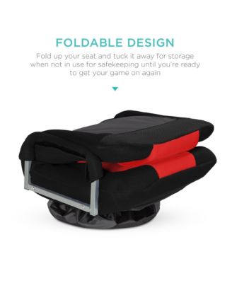 360-Degree Swivel Gaming Floor Chair w/ Armrest Handles, Foldable Adjustable Back