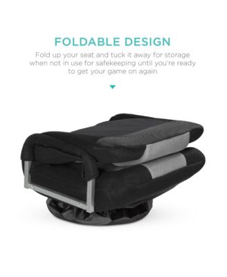 360-Degree Swivel Gaming Floor Chair w/ Armrest Handles, Foldable Adjustable Back