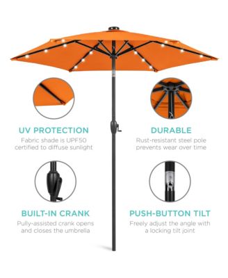7.5ft Outdoor Solar Patio Umbrella for Deck, Pool w/ Tilt, Crank, LED Lights