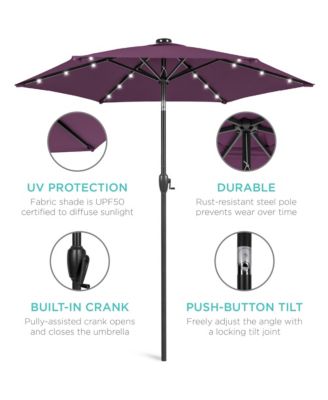 7.5ft Outdoor Solar Patio Umbrella for Deck, Pool w/ Tilt, Crank, LED Lights