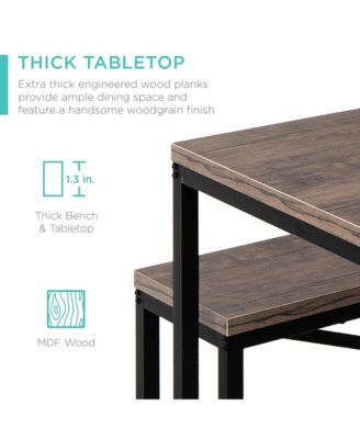 45.5in 3-Piece Bench Style Dining Furniture Set, 4-Person Dinette w/ 2 Benches, Table