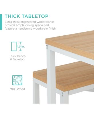 45.5in 3-Piece Bench Style Dining Furniture Set, 4-Person Dinette w/ 2 Benches, Table