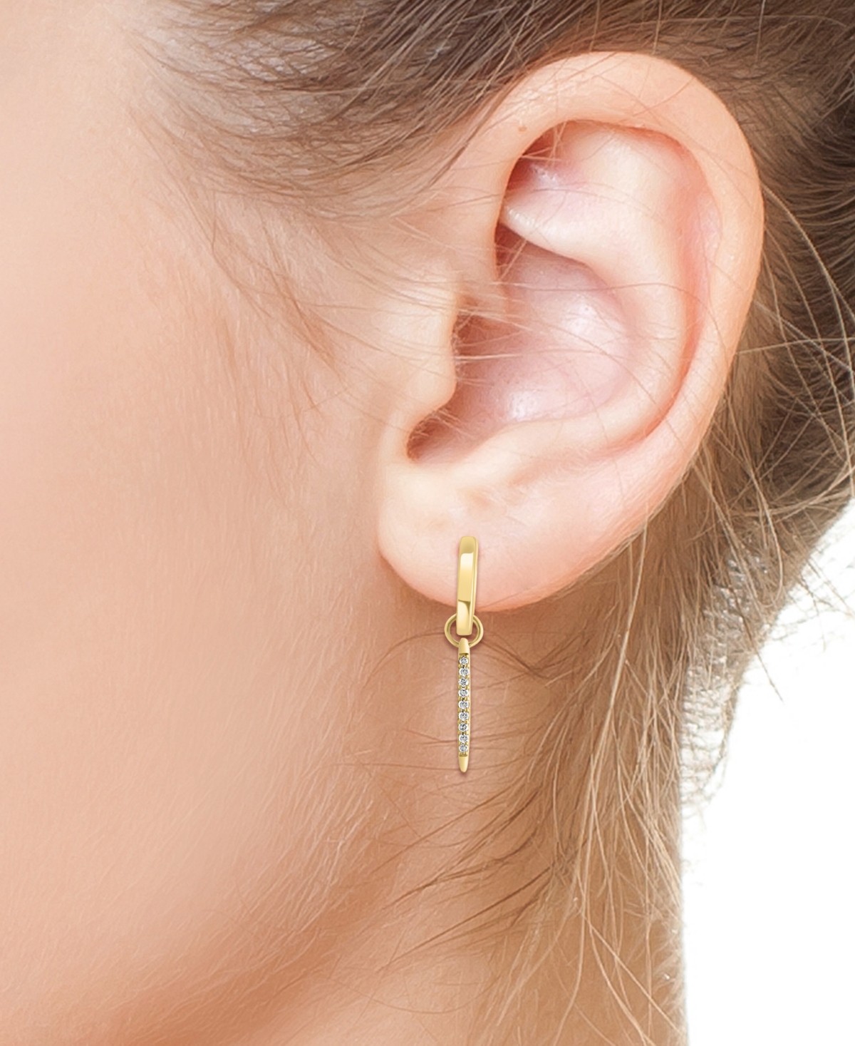 Effy Collection Effy Diamond Spike Dangle Huggie Hoop Earrings (1/6 Ct. T.w.) In Gold-plated Sterling Silver In Gold