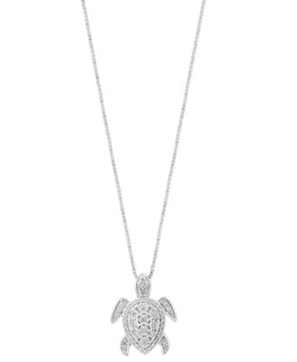 EFFY&reg; Diamond Sea Turtle 18" Pendant Necklace (1/4 ct. t.w.) in Sterling Silver