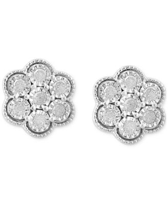 EFFY&reg; Diamond Flower Cluster Stud Earrings (1/5 ct. t.w.) in Sterling Silver