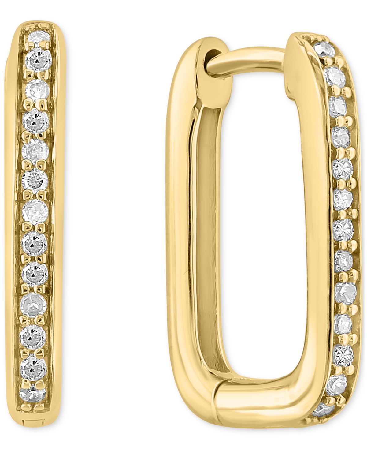 Effy Collection Effy Diamond Oval Hoop Earrings (1/6 Ct. T.w.) In Gold-plated Sterling Silver In Gold-plated Sterling Silver