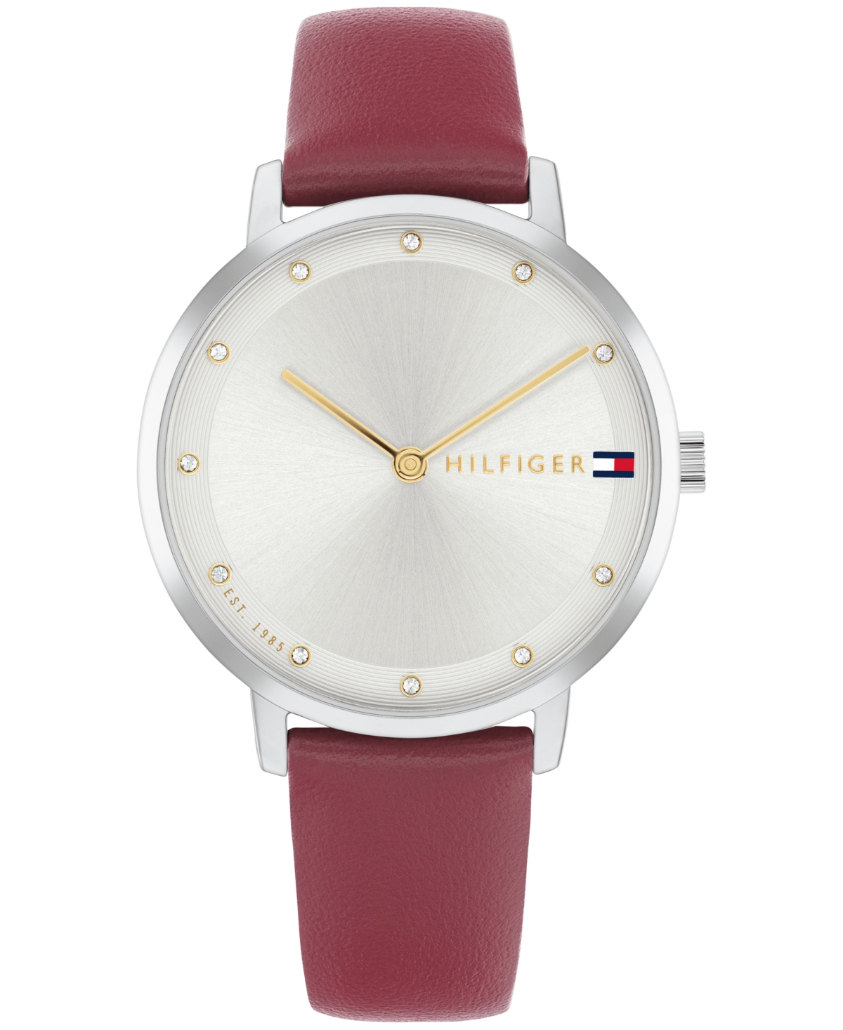 Tommy Hilfiger Women's Quartz Cranberry Leather Strap Watch 35mm In Cranberry