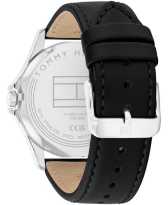 Quartz Black Leather Strap Watch 42mm