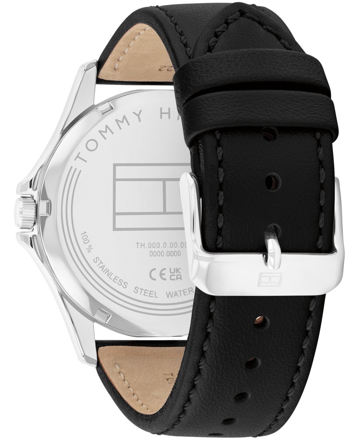 Tommy Hilfiger Quartz Black Leather Strap Watch 42mm In Black