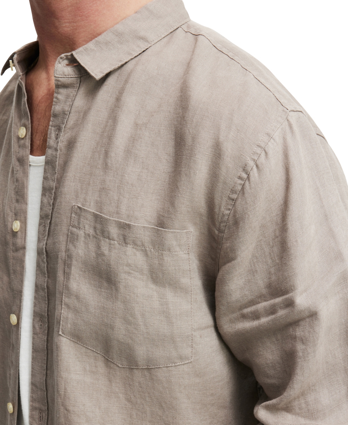 COTTON ON MEN'S LINEN LONG SLEEVE SHIRT 