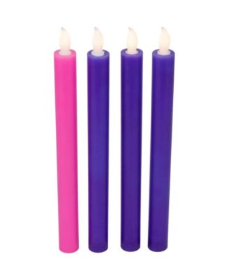 Set of 4 Flickering LED Christmas Advent Taper Candles 9.5"