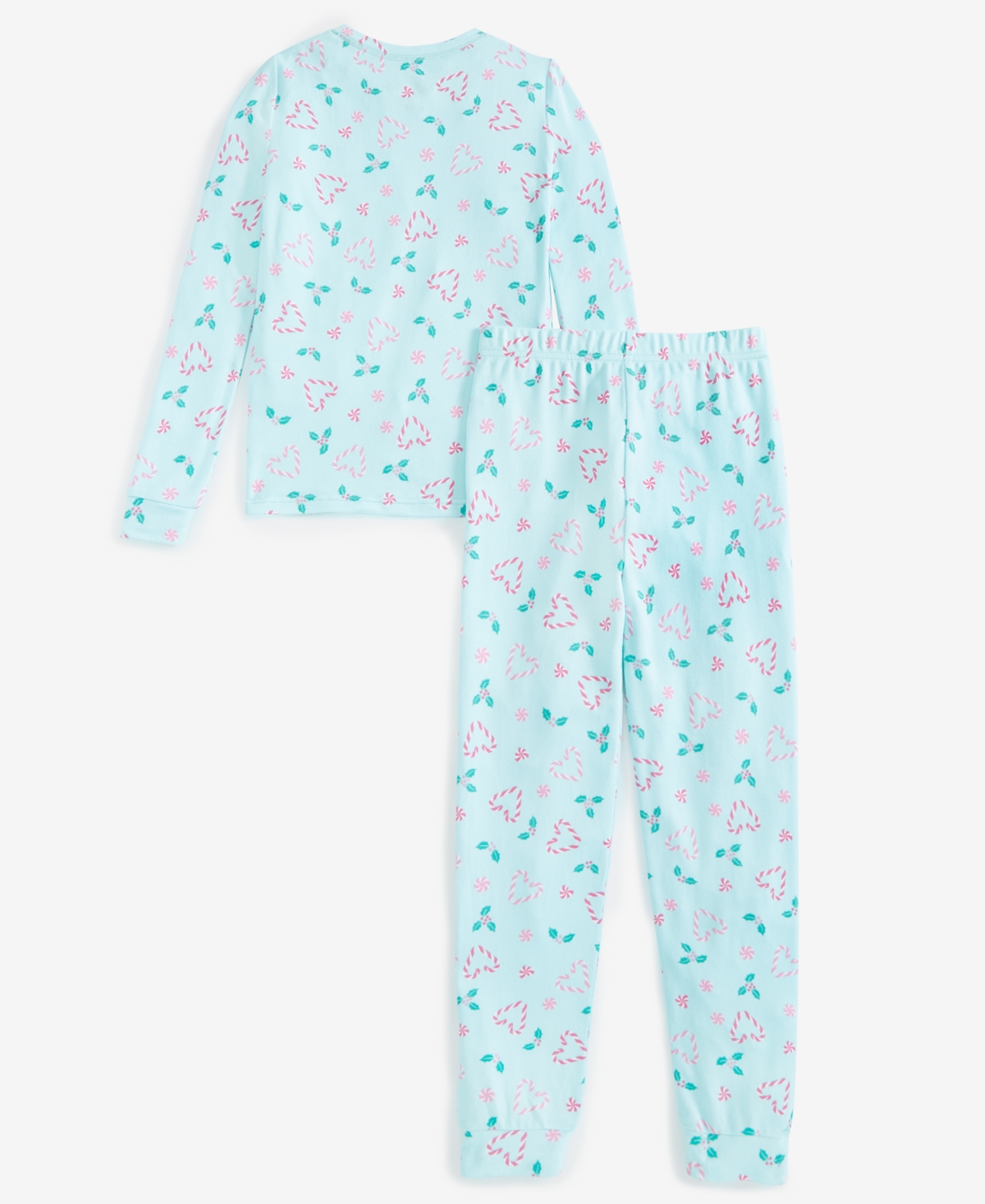 Cuddl Duds Girls Candy Cane Brushed Knit Pajama Set