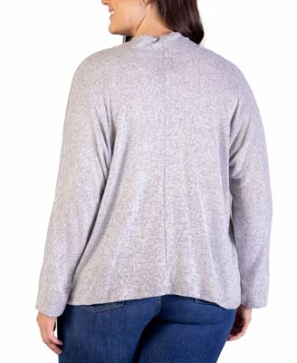 Plus Size Button Front Long Sleeve Cardigan Sweater