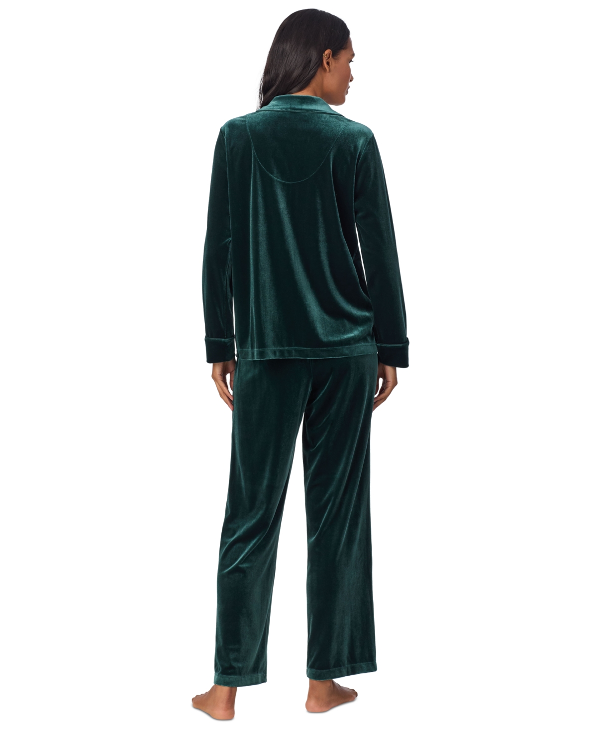 Lauren Ralph Lauren Women's Velvet Notched-Collar Pajama Set