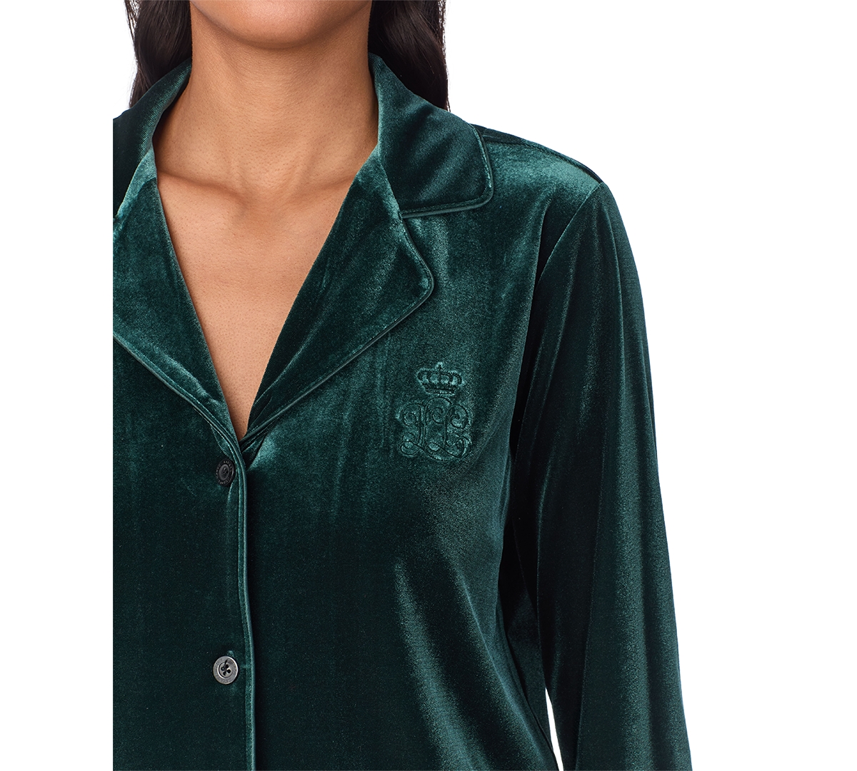 Lauren Ralph Lauren Women's Velvet Notched-Collar Pajama Set