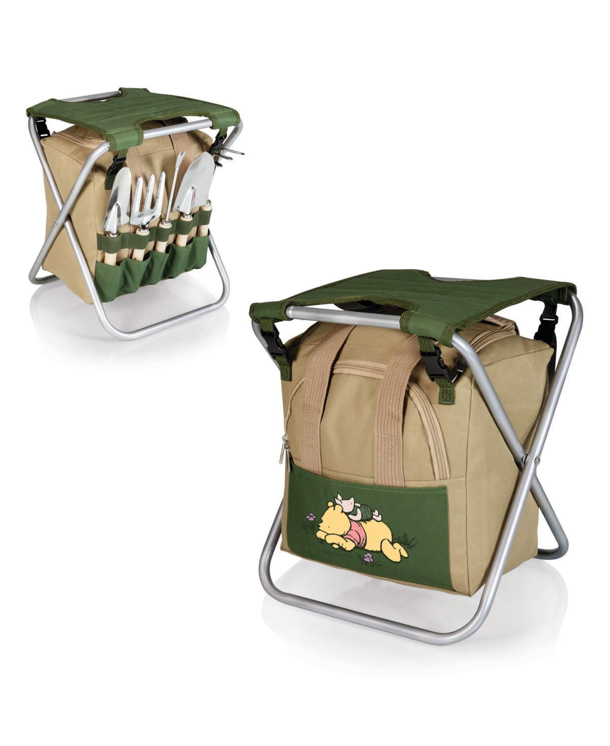 Disney Winnie the Pooh 15.5" Gardener Folding Seat with Tools - Olive Green with Beige Accents