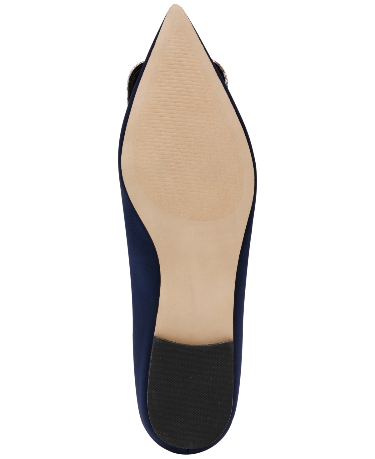 Steve Madden Tink Pointed Toe Flat In Navy Satin