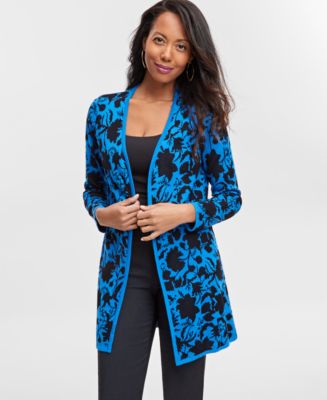 JM Collection Petite Floral-Print Open-Front Cardigan, Created for Macy ...