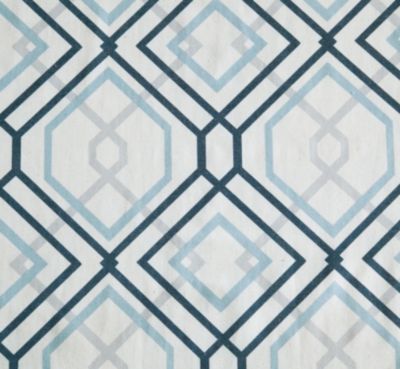 Coordinating 4 Piece Geometric & Solid Curtain Set - 38 in. W x 96 in. L, Aqua