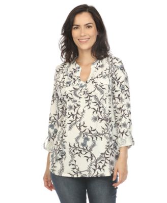 Women's Paisley Button Front Tunic Top
