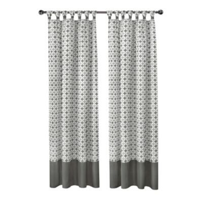2 Pack: Modern Chic Geometric Tab Top Window Curtain Panels - 52 in. W x 63 in. L, Navy
