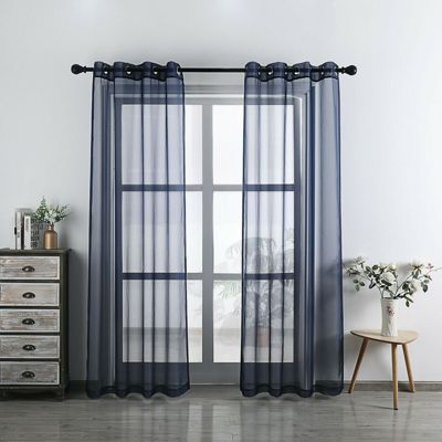 2 Piece Designer Sheer Voile Grommet Top Window Curtains