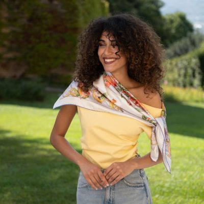 Melograno - Hand Rolled Silk Foulard for Women