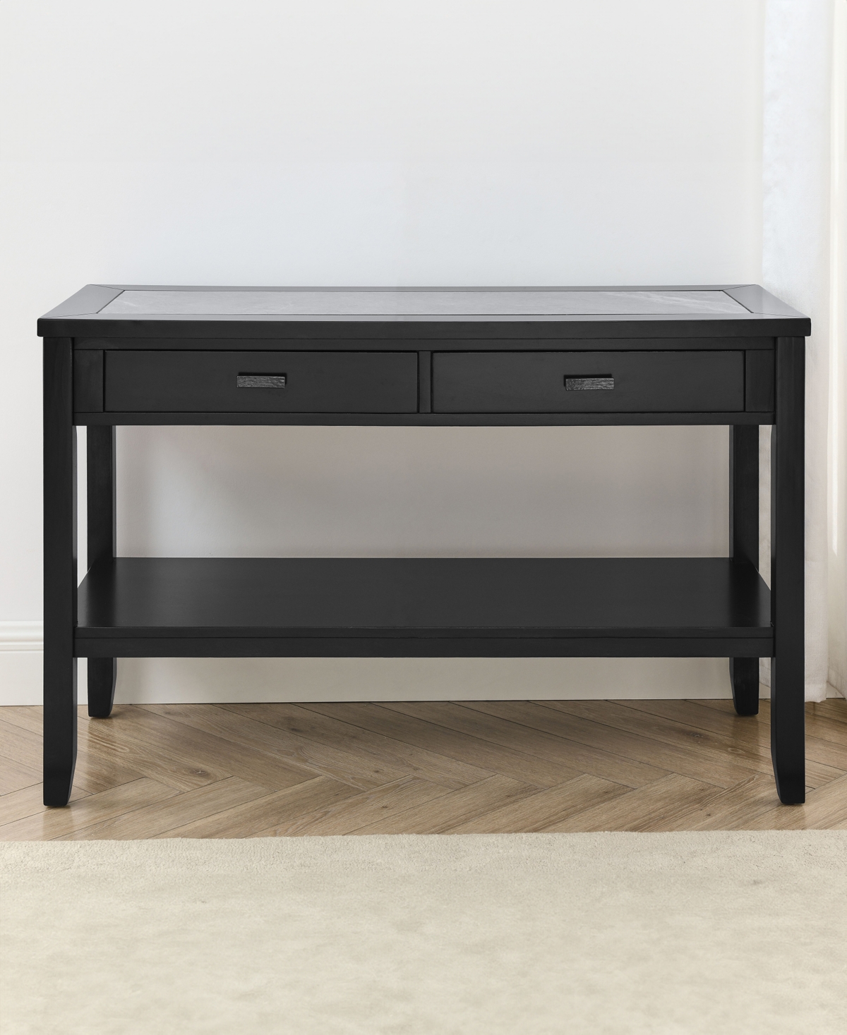 Macy's Garvine 47" Wood Sofa Table In Black