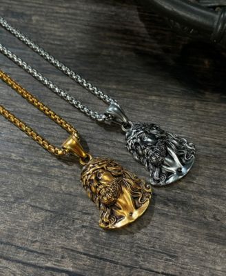 Gold Jesus Christ Stainless Steel Pendant Necklace