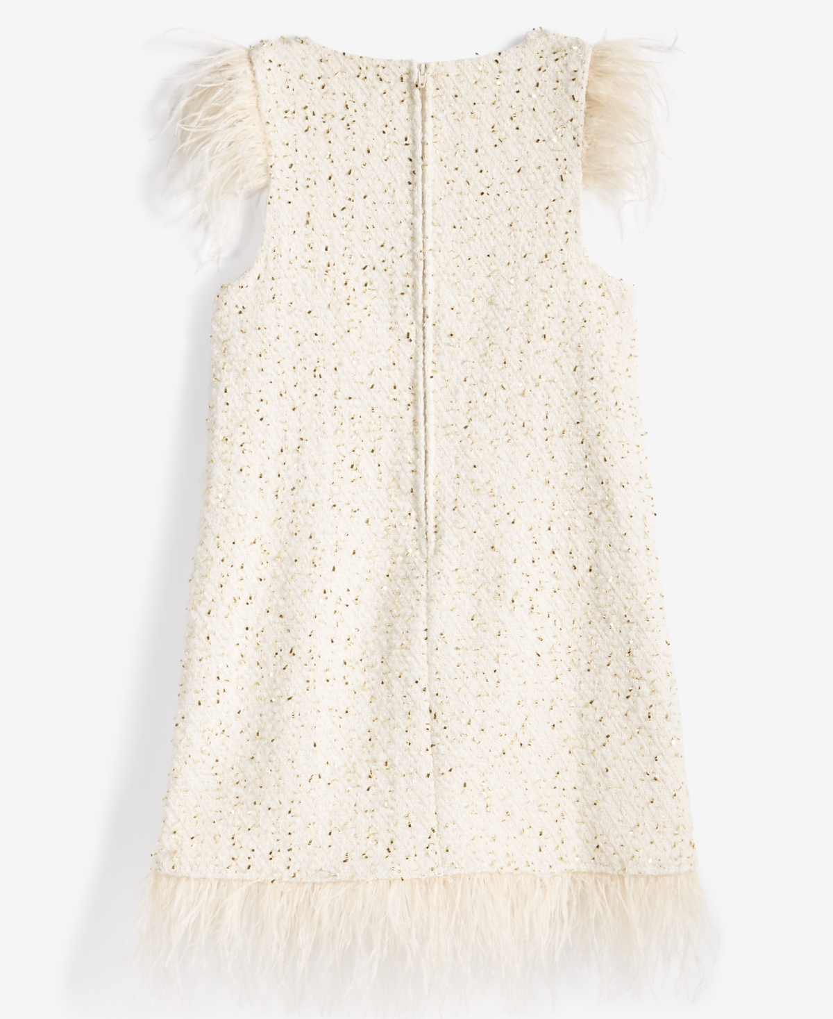 Rare Editions Big Girls Foil Boucle Dress with Faux Feathers